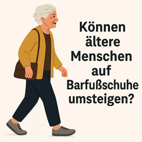 grafik einer ältere frau mit barfußschuhe