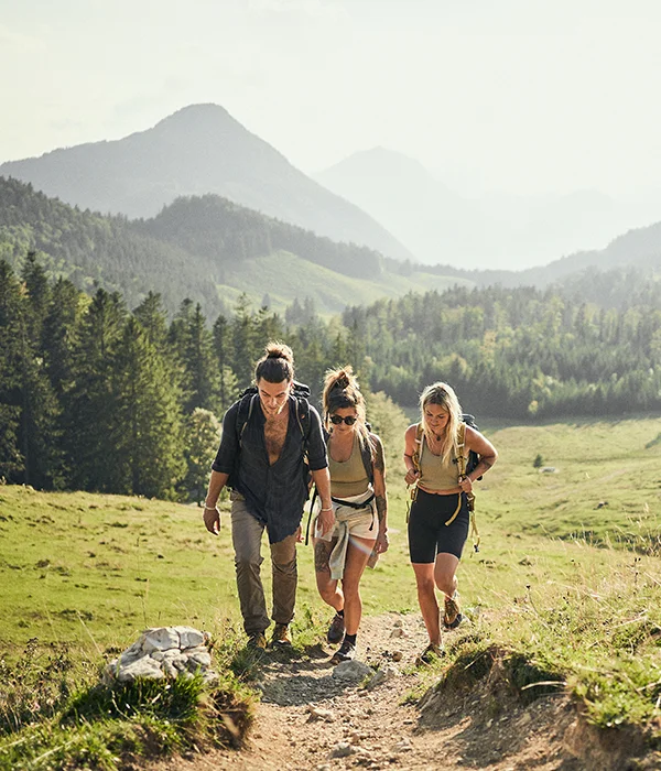 wandergruppe ist in den bergen unterwegs