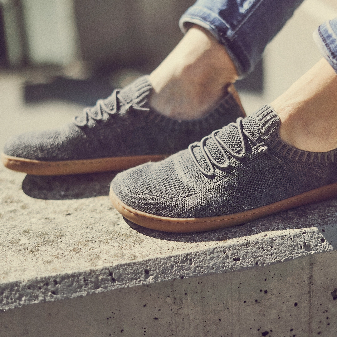 Terrar Knit | grey melange - gestricker Barfußschuhe aus Merinowolle