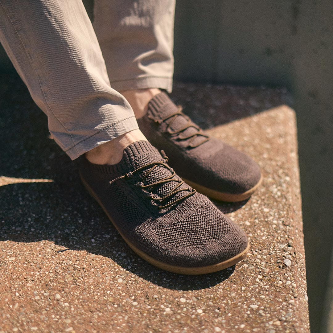 Terrar Knit | aubergine - gestrickte Barfußschuhe aus Merinowolle