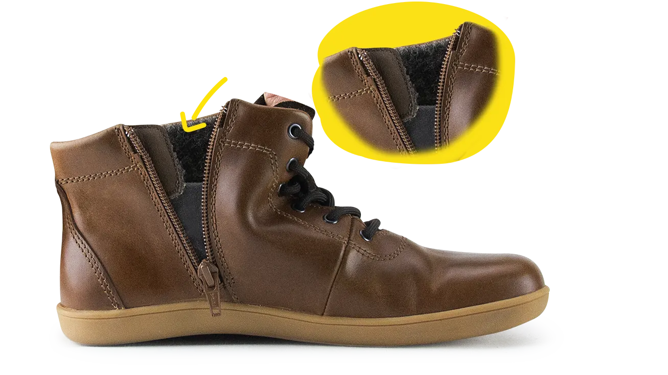 bequemer einstieg mit reißverschluss im barfußschuhe