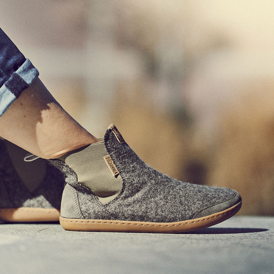 Terrar Chelsea Wool | greyish - Barfuß Chelsea Boots